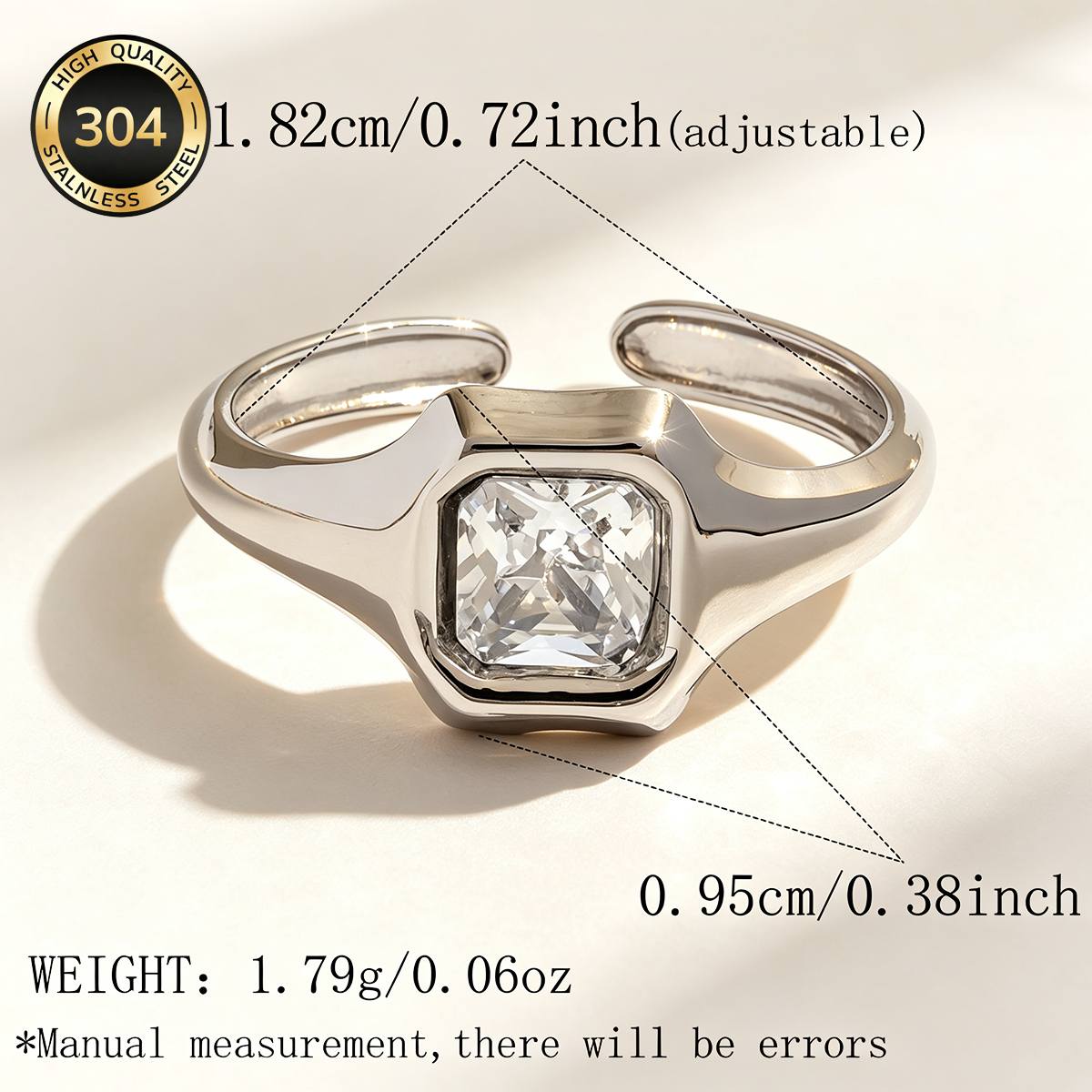 Women's Light Luxury Multi-Shape White Zircon Stainless Steel Ring
